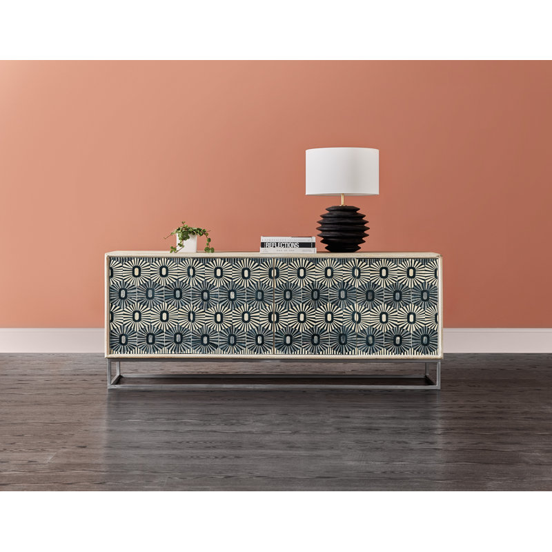 Melange 79.5'' Gray and White Solid Wood Sideboard