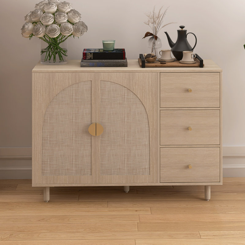 31 po Armoire H 2 portes naturelle avec 3 tiroirs, Naturel / naturel