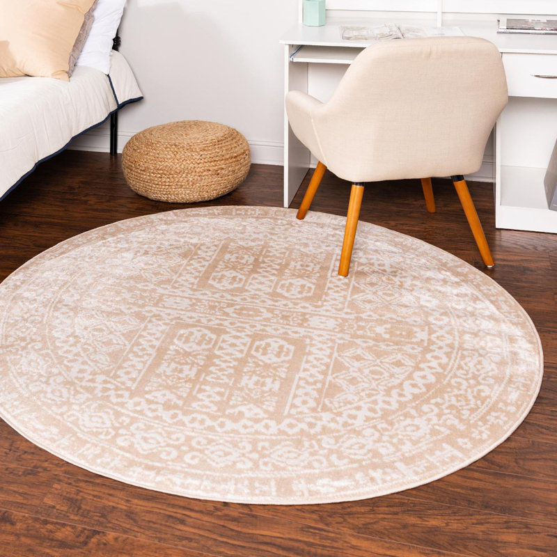 Tapis oriental beige / ivoire Bradbury, Rond 5 pi