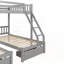 Lit superposé double au-dessus de simple et simple, lit en bois triple avec tiroirs et garde-corps pour un gain de place et de sécurité-2052763107