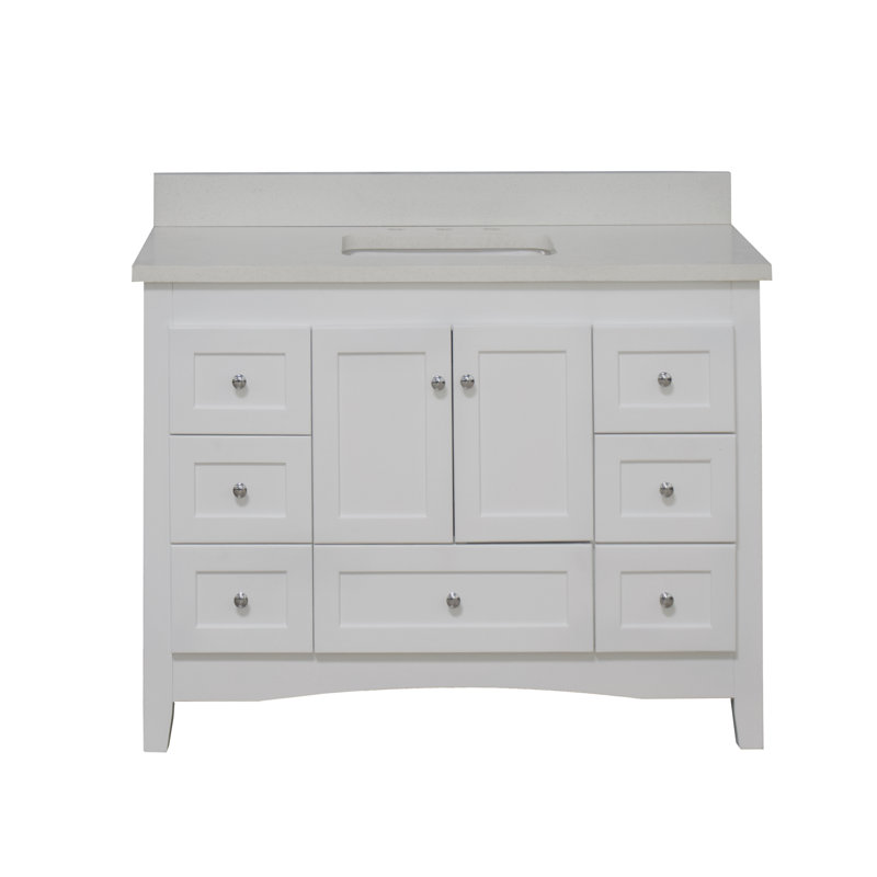 Abbey 48" White Quartz Single Bathroom Vanity Set