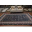 Élégant tapis floral d'inspiration traditionnelle avec des reflets bleu marine et beige 7 x 10