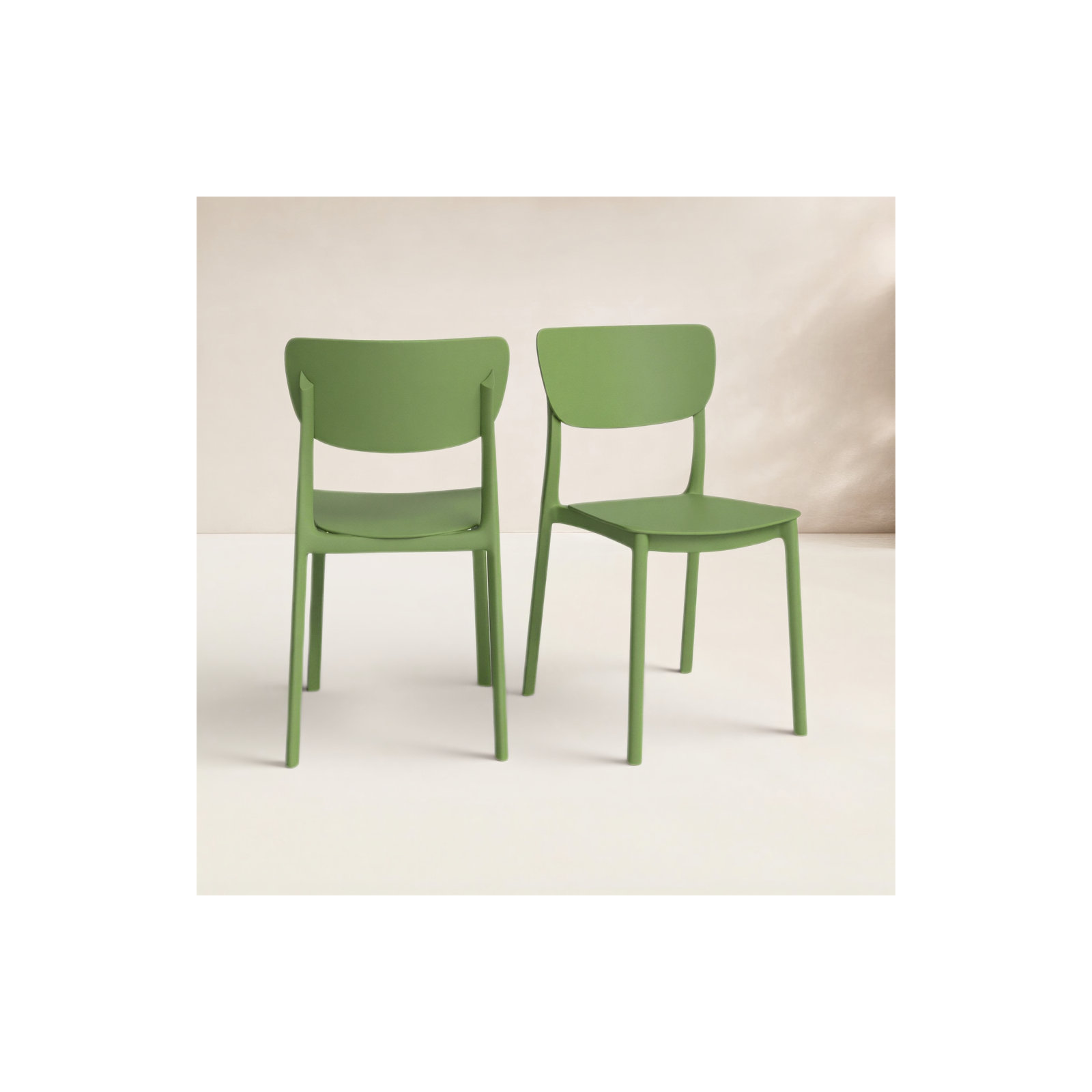 Farrah Outdoor Stacking Dining Side Chair, Olive Green