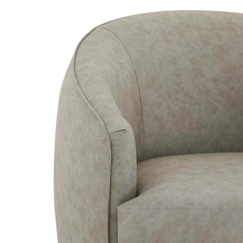 Fauteuil demi-tonneau Bernhardiène, Similicuir gris pierre