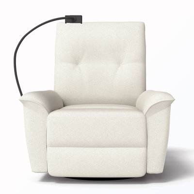 270° Power Swivel Rocker Recliner Chair w/ Phone Holder, Electric Glider Reclining Sofa with USB Ports, Power Swivel Glider, Rocking Chair Nursery Recliners for Living Room Bedroom(Beige-gray)