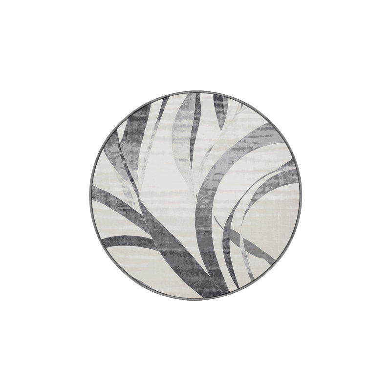 Machine Washable Gray Area Rug, Round 7'