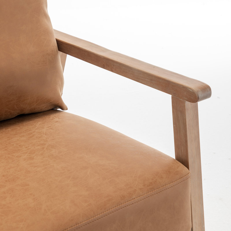 Fauteuil en polyester de 27 po Nicki, Similicuir brun performance