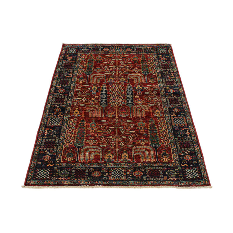 Tapis traditionnel rouge et bleu marine 3x5