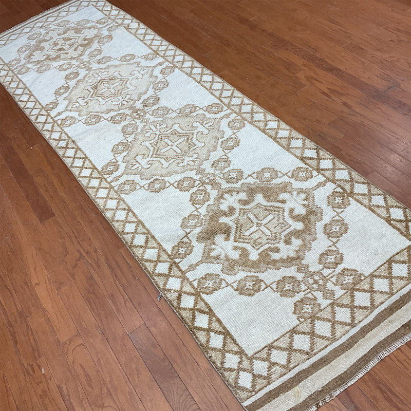  Handmade Turkish Oushak Wool Runner
