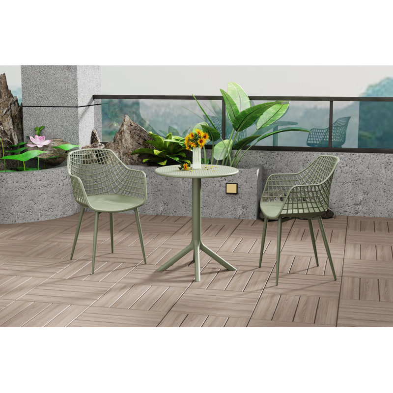 Daykin 2 - Person Patio Dining Set with Round Table, Green