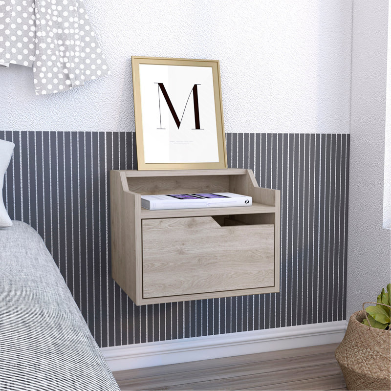 Table de chevet flottante, table de bout et table d'appoint Busan, Gris