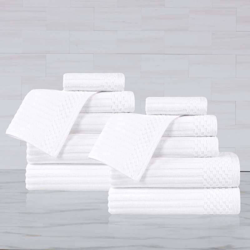 Ruvins 12 Piece 100% Cotton Towel Set, White