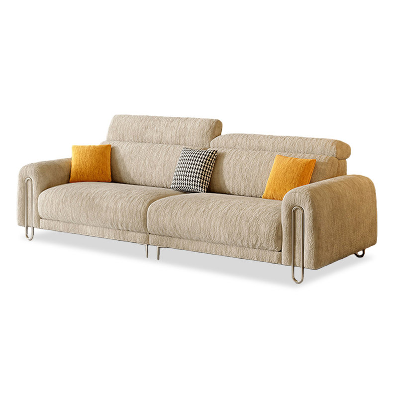 Causeuse-coussin modulaire en chenille café clair, Chenille café clair