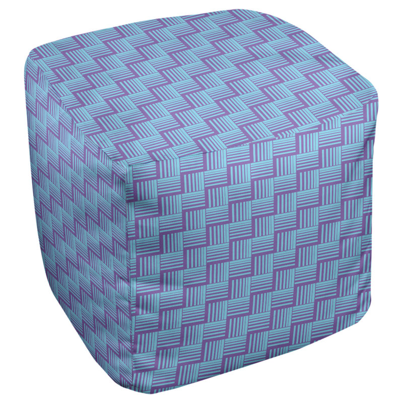 Repose-pieds cubique à rayures classic basketweave, Mauve / bleu sarcelle