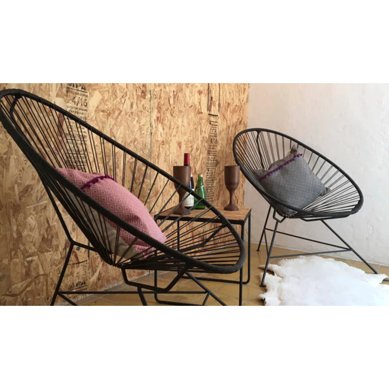 Chaise d'appoint de patio Jahray, Noir