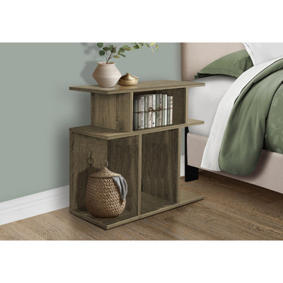 Taupe Accent Table For Bedroom, With 6 Shelves And Modern Look Shelf Side Bedroom Living Room, Contemporary Style