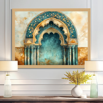 Moroccan Arch of Blue and Gold - Architectural Picture Framed Wall Art