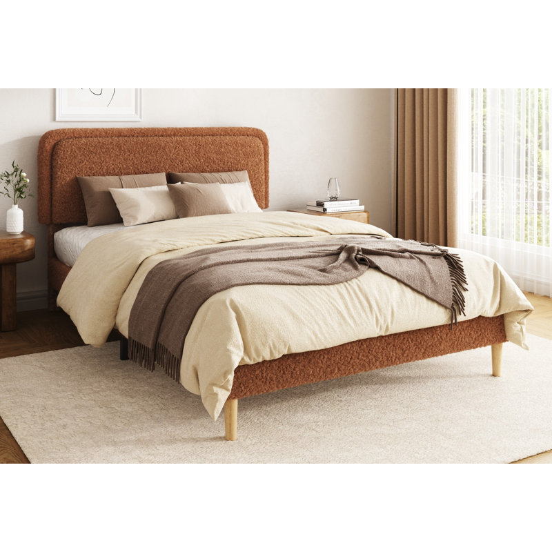 Structure de lit double, lit plateforme rembourré moelleux avec tête de lit réglable en hauteur, structure robuste et lattes, conception silencieuse, compatible avec les matelas sans ressorts, facile à assembler