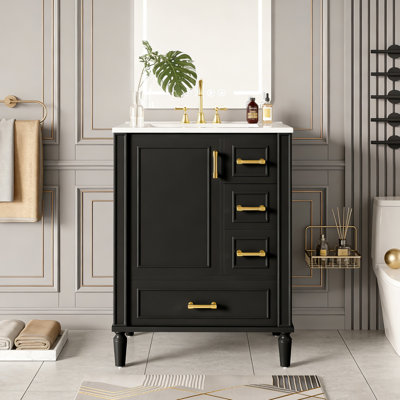 24" Modern Bathroom Vanity With Ceramic Sink