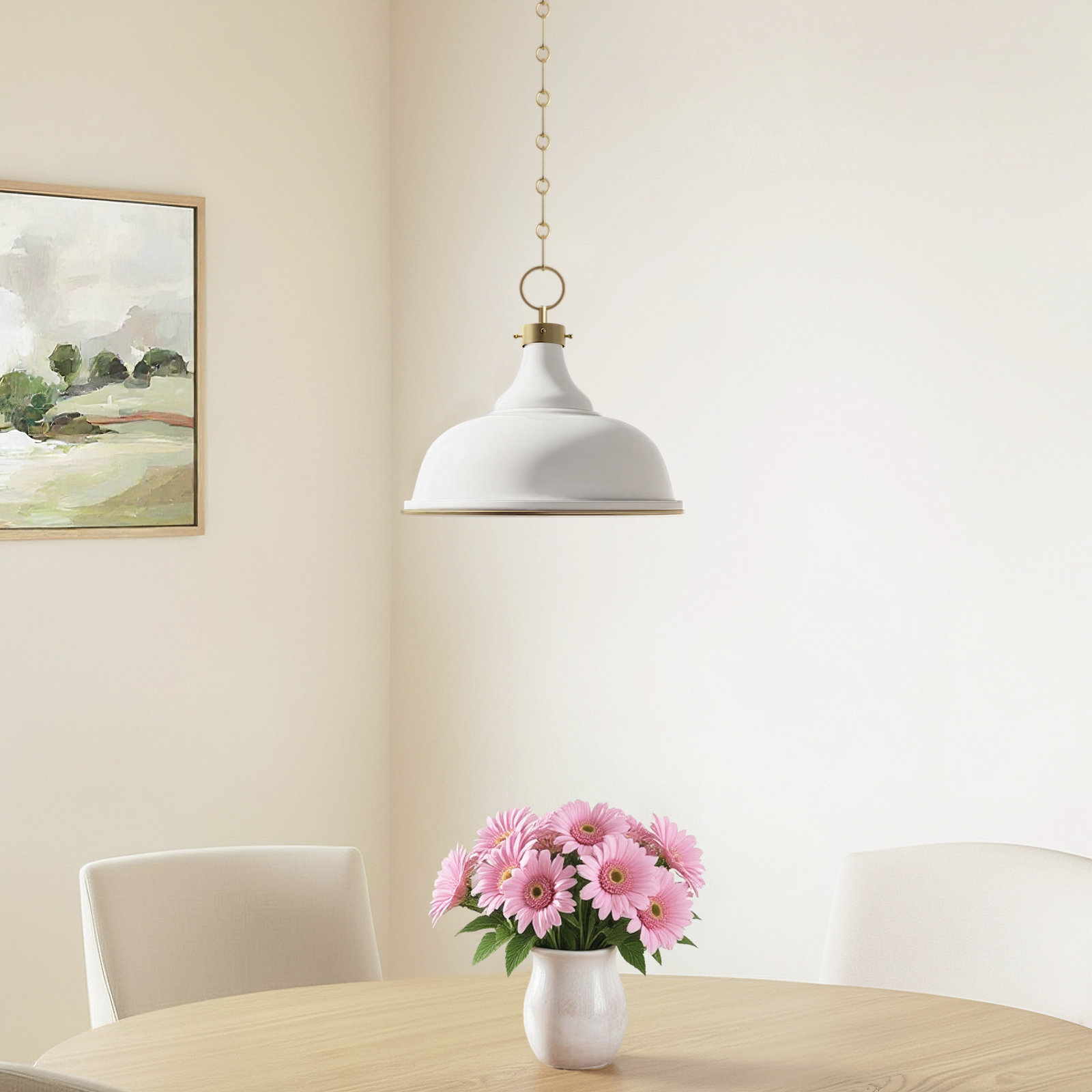Mark D. Sikes Dimmable 3-Light Pendant, Off-White