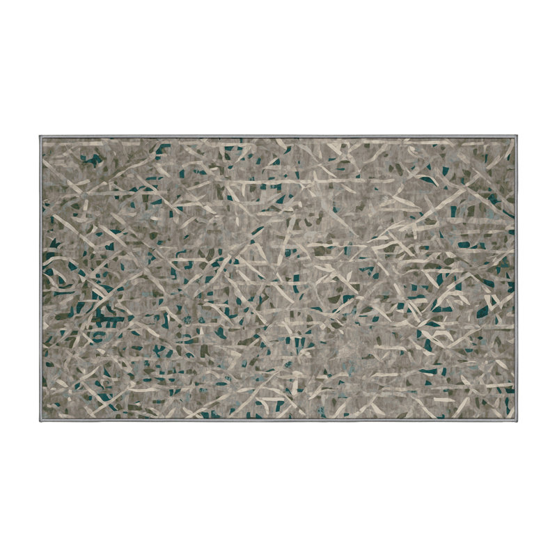 Tapis gris lavable à la machine GSIX03637, Rectangle 7 pi x 9 pi