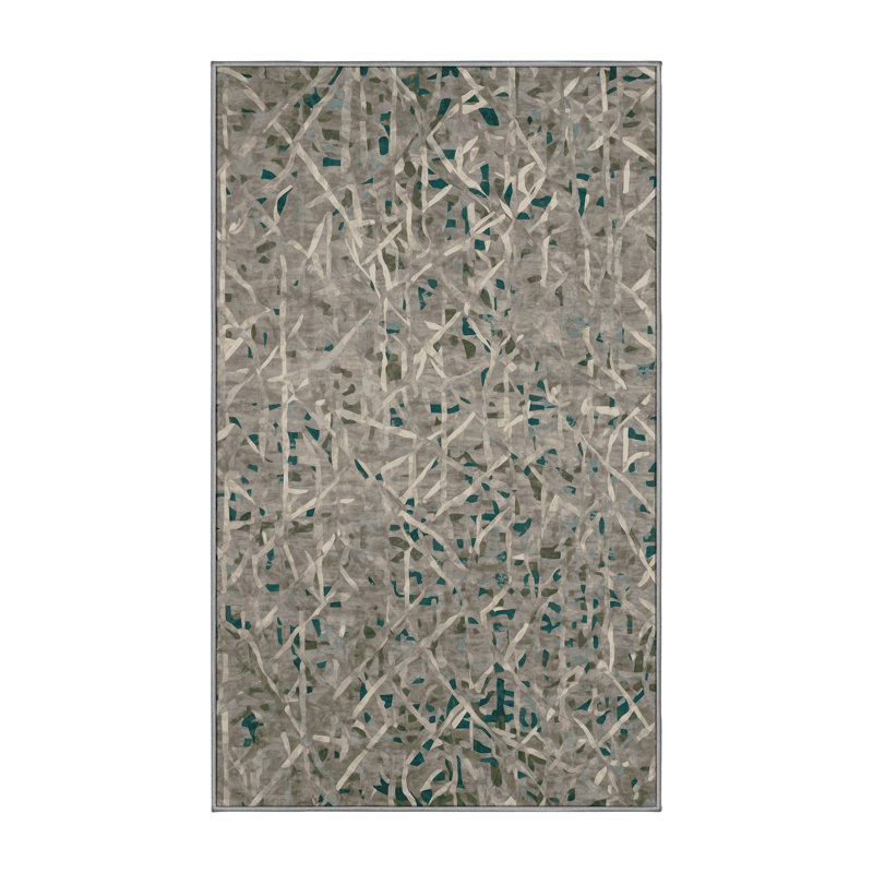 Tapis gris lavable à la machine GSIX03637, Rectangulaire 3 pi x 5 pi