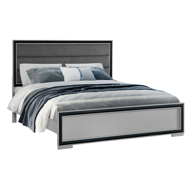 Amelia Grey-black Queen Bed With Led