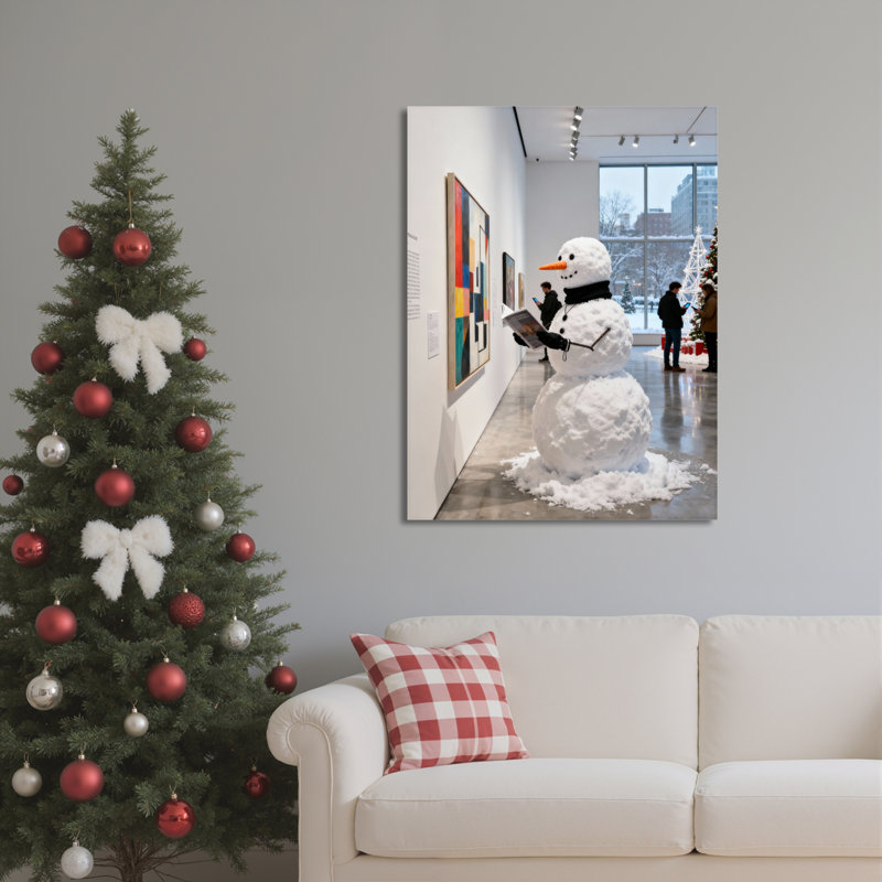Bonhomme de neige, lecture d'art sur toile, H 18 po x l 12 po