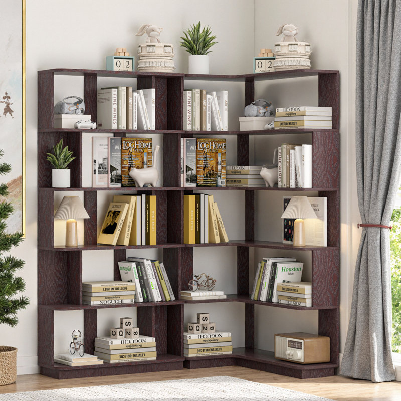 Ensemble de bibliothèque d'angle 90 cm + bibliothèque extensible 80 cm, Rouge sang de bœuf