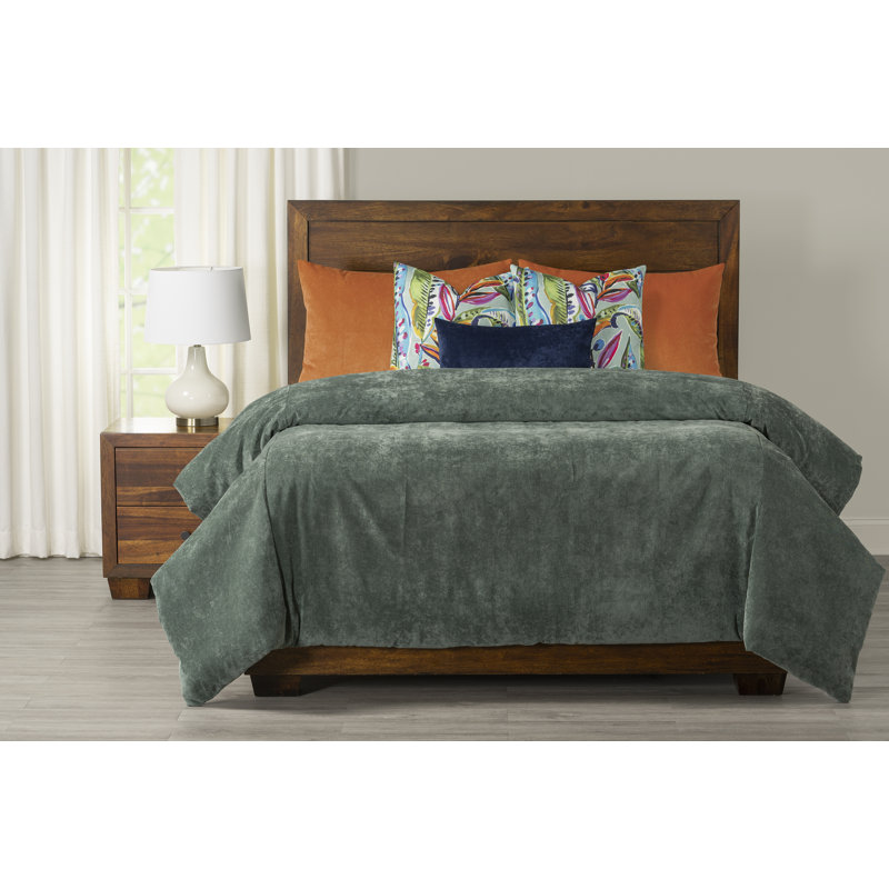 Padma Velvet Duvet Cover and Insert Set, King Duvet Cover/Insert, Lagoon Green