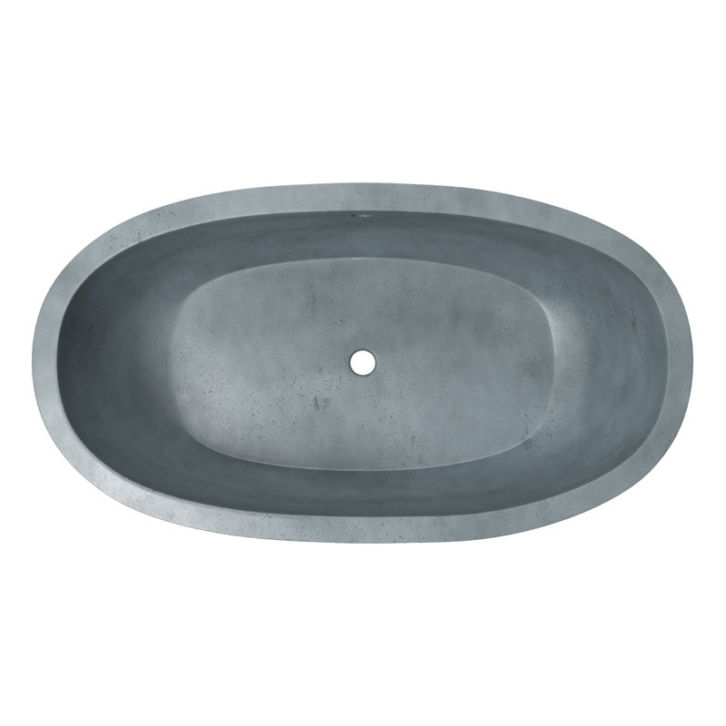 Avalon NativeStone Freestanding Soaking Cement Bathtub, Ocean, 22" H x 36" W x 66" L
