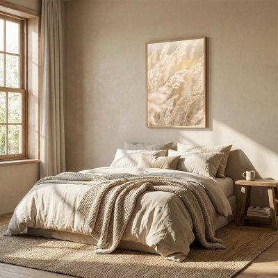 Beige Pampas Grass Stalks in Sunlight Canvas Wall Art