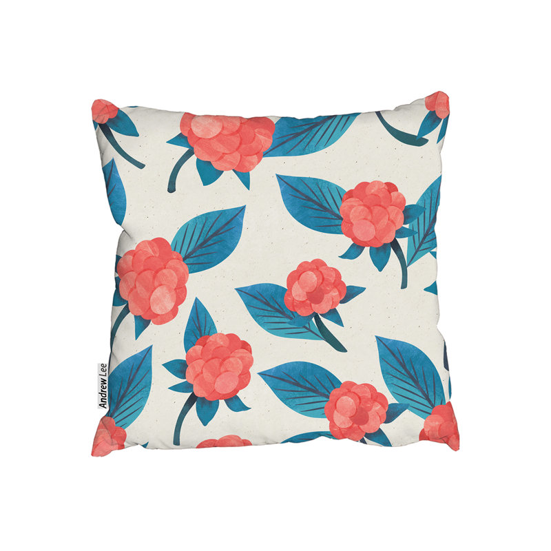Indoor / Outdoor Floral Square Throw Cushion, 45cm H x 45cm W x 7cm D