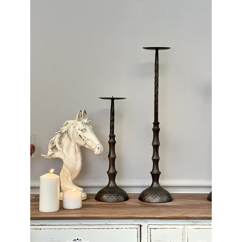Hammered Metal Pillar Baymore, 24" H x 6" W x 6" D
