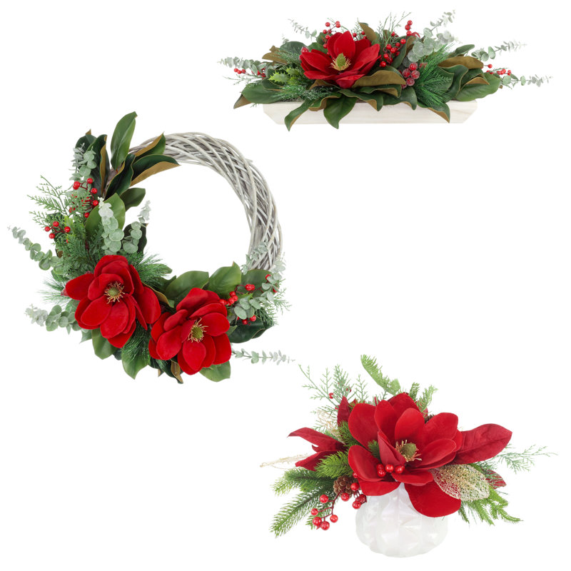 Ensemble de Noël Magnolia avec couronne et centres de table