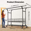 Double Rail Clothes Rack on Wheels, 283kg(625lbs) Capacity, with Mesh Storage Basket & Bottom Shelf-1574375306