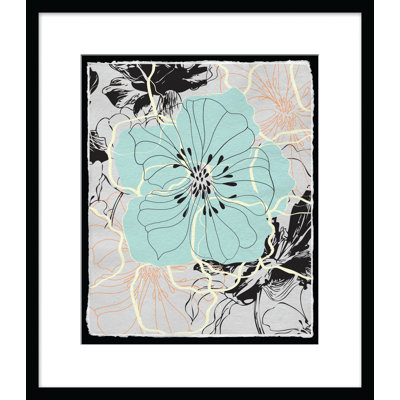 Floral Burst I - Peinture sur papier avec cadre photo