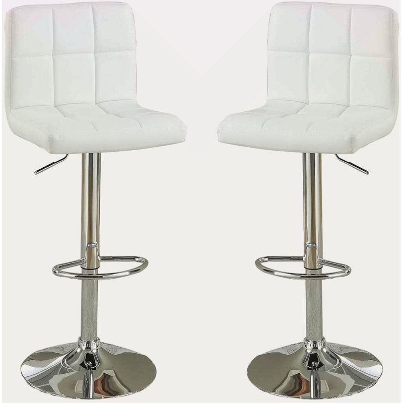 Ensemble de 2 tabourets de bar en similicuir blanc, Blanc