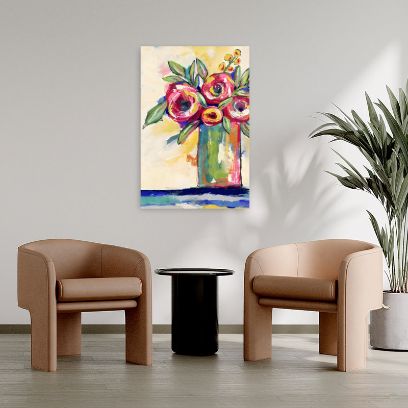 «Summer Blooms 2», art abstrait coloré et audacieux, 36" H x 24" W