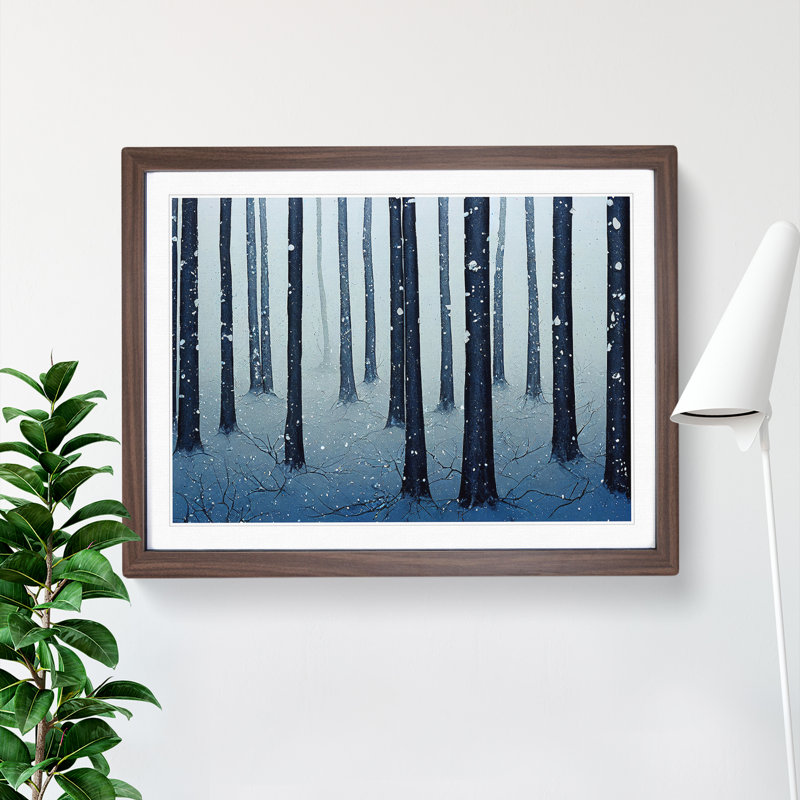 XH1022-6716X Painted Winter Forest Vol.4 - Single Picture Frame Painting, 46cm H x 64cm W x 2cm D, Walnut Framed