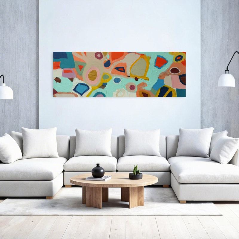 «Vibrant Abstract Forms Abstract Modern Contemporary», art mural, H 20 po x l 60 po