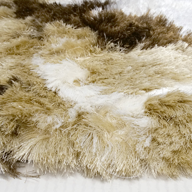 Tapis ivoire / brun tissé à la main Leeann, Rectangle 5 pi x 8 pi