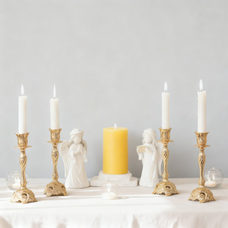 Ornate Candlestick Holders Set Of 2, Deluxe Taper Candle Holders For Weddings, Christmas, And Centerpiece Decor