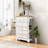 Kitchen Island With 6 Drawers, Pull Out Trash Can Storage, Rolling Kitchen Island On 5 Wheels With Drop Leaf, Power Outlet, 5 Open Side Racks-191099074