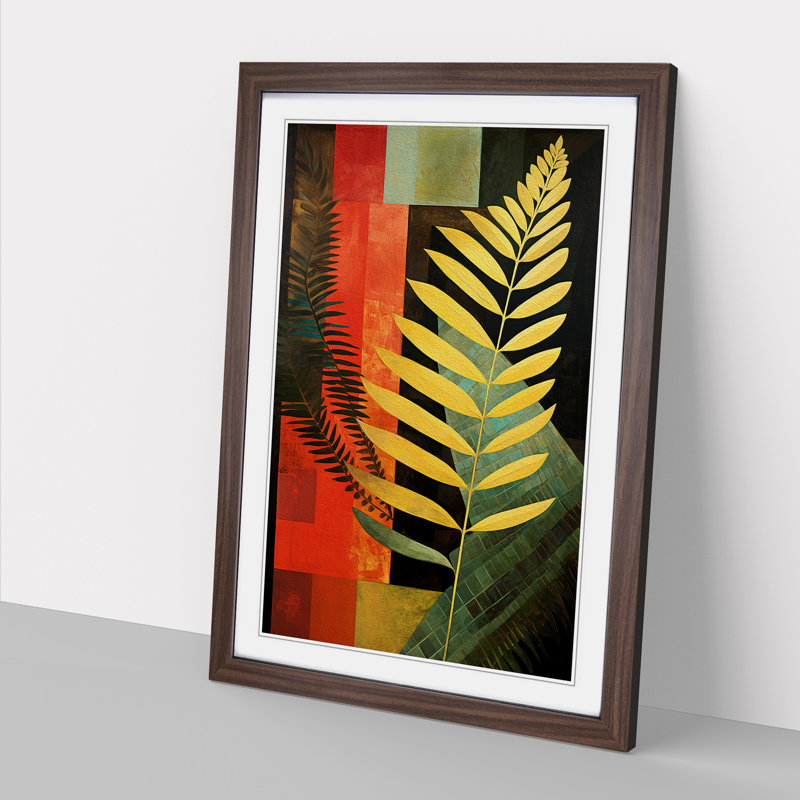 Fern Leaf Constructivism - Framed Print, Walnut, 34cm H x 25cm W x 2cm D