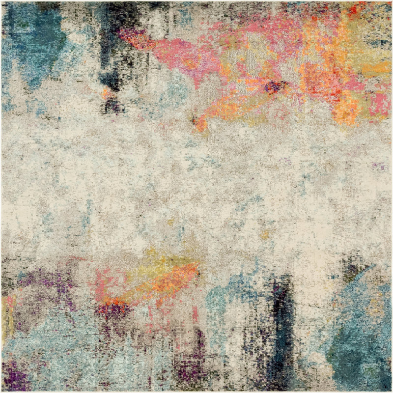 Keimar Washable Abstract Indoor Rug, Square 6'1"