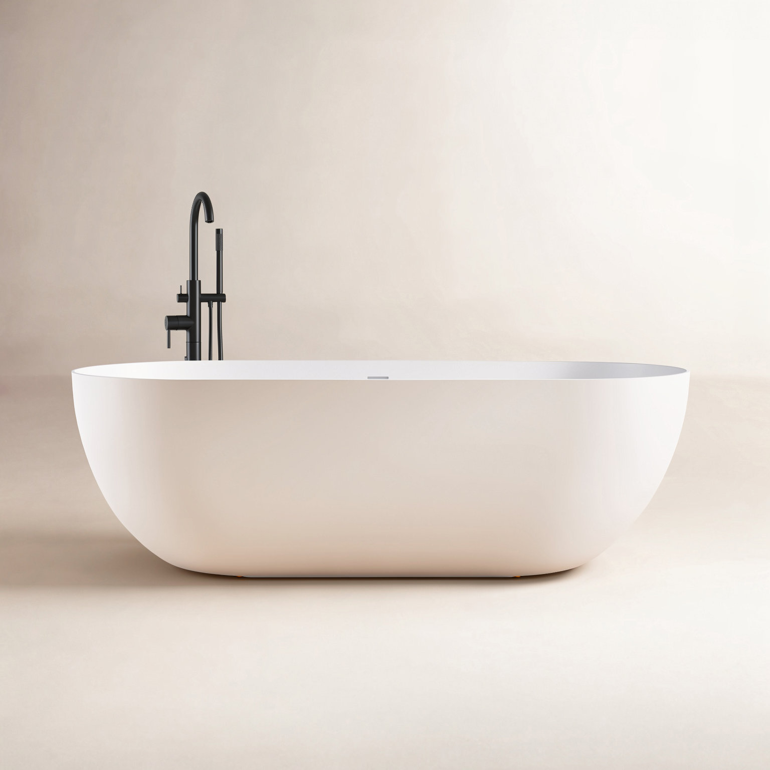 Forma 69" Solid Surface Soaking Bathtub, Matte White
