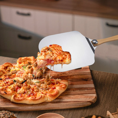 pizza spatula Pizza Shovel Aluminum Shovel Folding Wooden Handle 12 Inch Baking Transfer Pizza Cake Tool Shovel