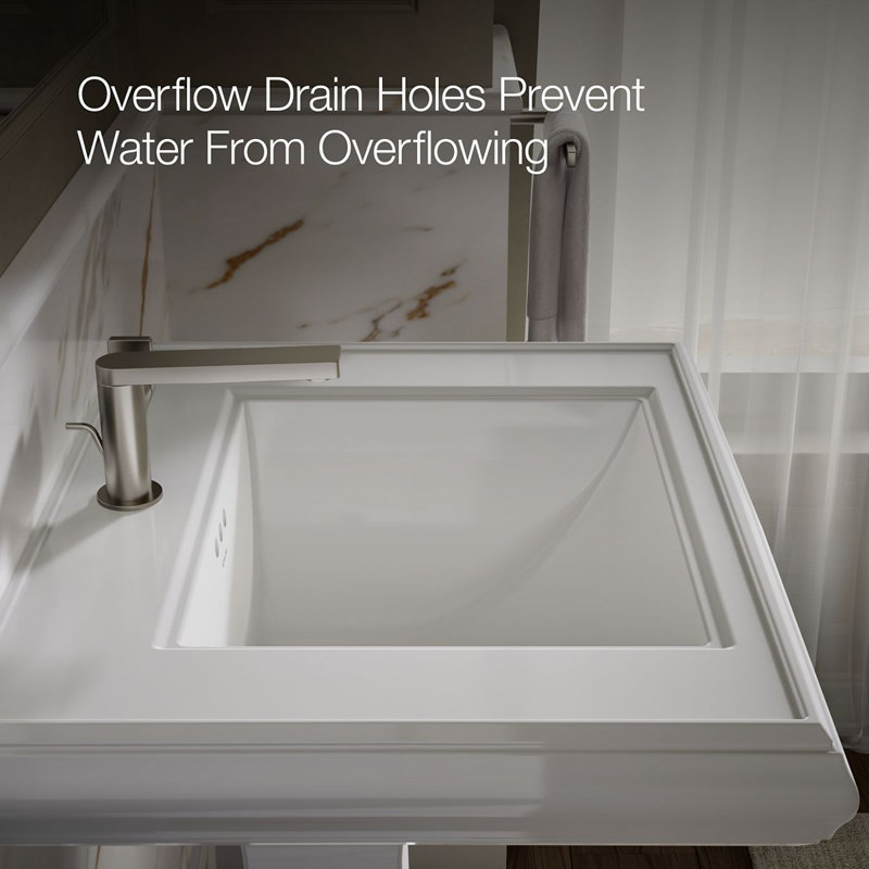 Memoirs® Rectangular Pedestal Bathroom Sink with Overflow, White, Single Hole Faucet