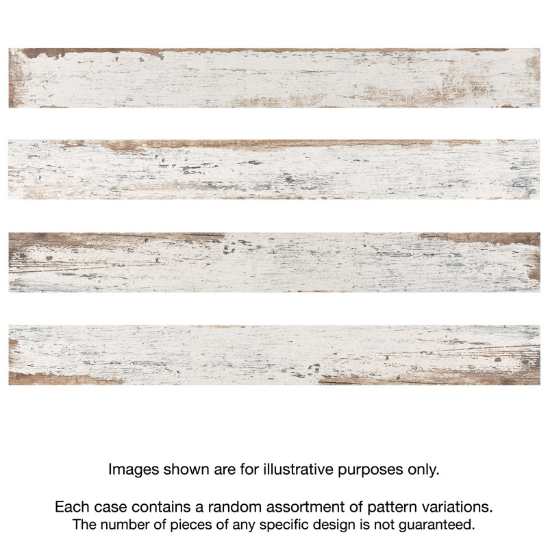 Retro 3" x 24" Porcelain Wood Look Wall & Floor Tile, White